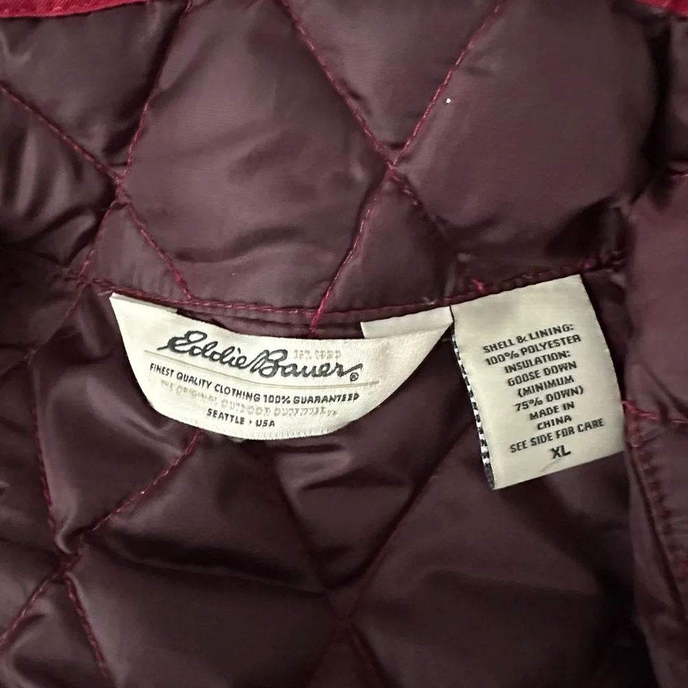 WOMENS EDDIE BAUER RED PREMIUM 550 Power Fill Quilted snap front jacket - Picture 7 of 12